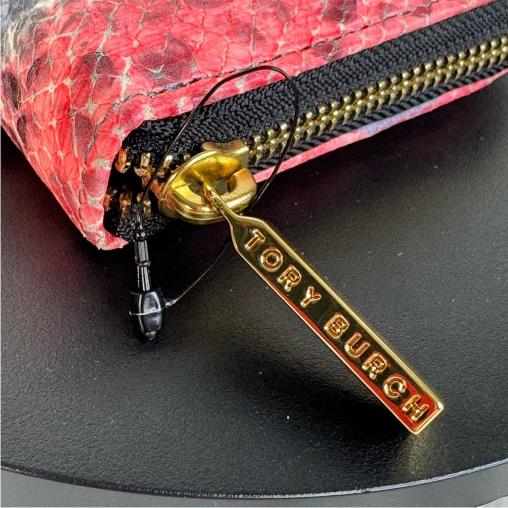 Tory Burch Python Embossed Leather Zip Around Con… - image 5